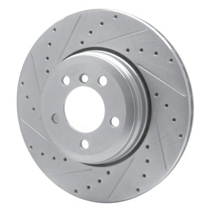 BMW 760LI Brake Rotor (1) - Rear Left - R1 Concepts - Drilled & Slotted - Silver - `02-`05